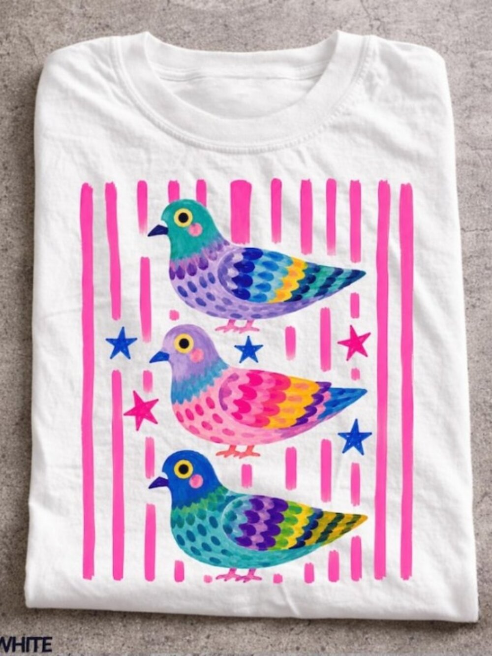 Colorful Pigeon Shirt, Cute Bird Graphic Tee, Whimsical Cottagecore Tshirt